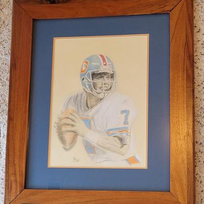 Hand Drawn John Elway Art