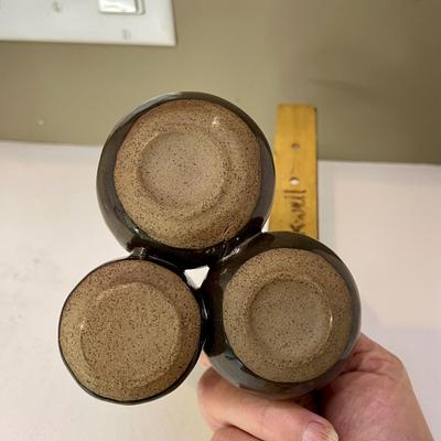 Small brown pottery vases
