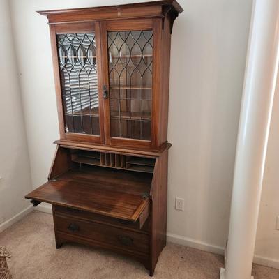 Vintage Secretary with Hutch , Adjustable shelves 39.5x17.5x80