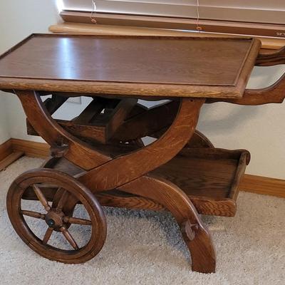 Wagon Wheel Wood Bar Cart