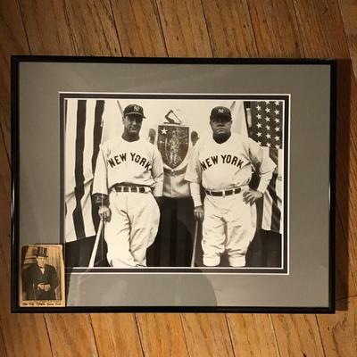 Baseball Lot- Framed Picture and Newspaper Clipping of Babe Ruth