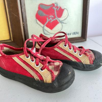Vintage Framed Print, Embroidery & Keds Super Sneaks