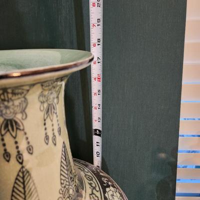Large Floral Painted Vase Urn 18" tall