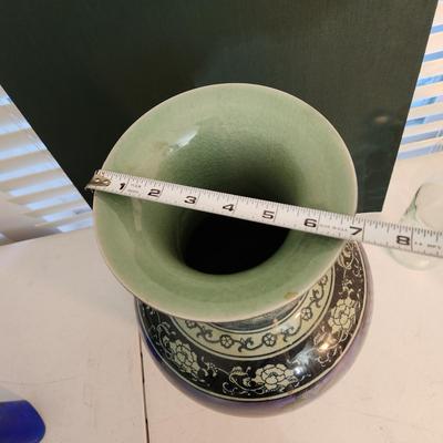 Large Floral Painted Vase Urn 18" tall