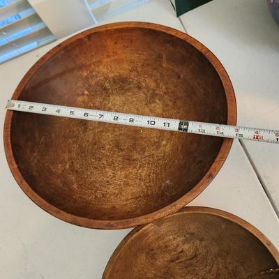 2 Antique Primitive Out of Round Dough Bowls