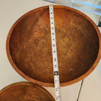 2 Antique Primitive Out of Round Dough Bowls