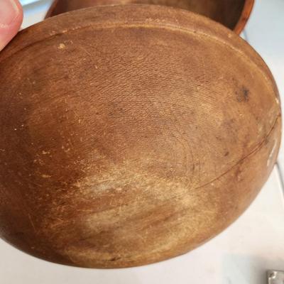 2 Antique Primitive Out of Round Dough Bowls