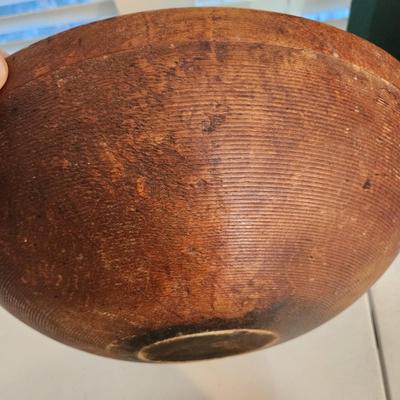 2 Antique Primitive Out of Round Dough Bowls