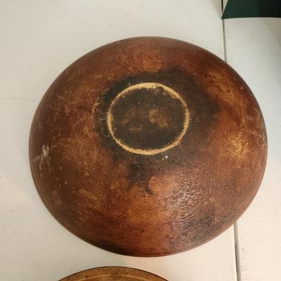 2 Antique Primitive Out of Round Dough Bowls