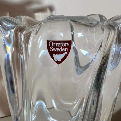 Antique Orrefors Sweden Crystal Vase Signed