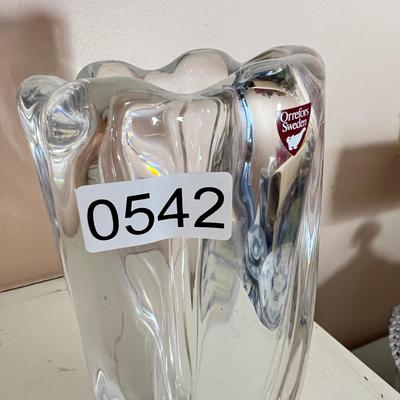 Antique Orrefors Sweden Crystal Vase Signed