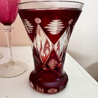 Vintage Cranberry Ruby Glass Lot