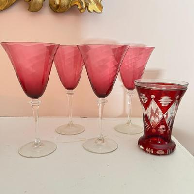 Vintage Cranberry Ruby Glass Lot