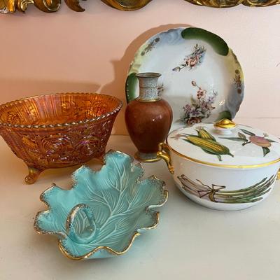 Antique Vintage Lot - Carnival Glass, Royal Copenhagen, Royal Worcester