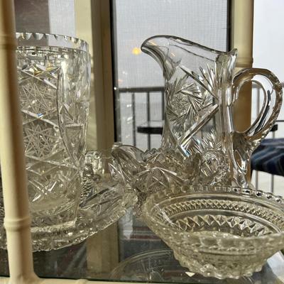 Huge Antique Vintage Cut Glass Crystal Lot