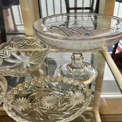 Huge Antique Vintage Cut Glass Crystal Lot