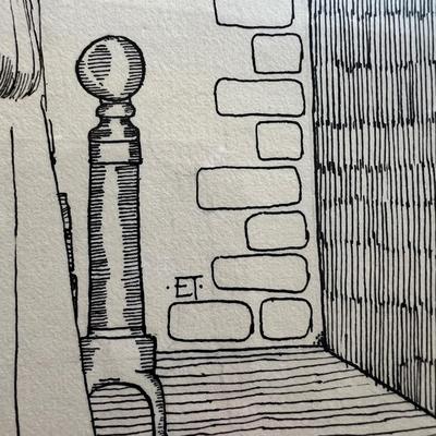 Matted and Framed Original Ink Drawing Signed