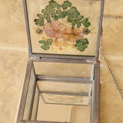 Pressed Flower Glass Jewelry Box & Fashion Jewelry