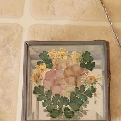 Pressed Flower Glass Jewelry Box & Fashion Jewelry