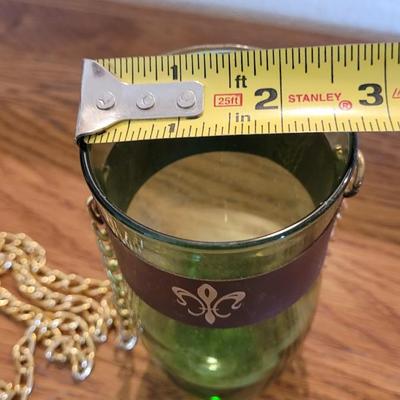 Vintage Green Glass with Hanging Chain