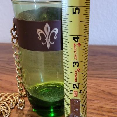 Vintage Green Glass with Hanging Chain