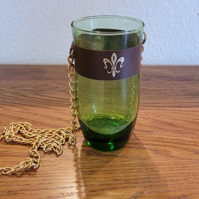 Vintage Green Glass with Hanging Chain