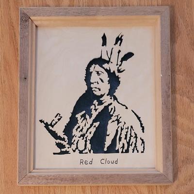 Red Cloud Woodcut Art