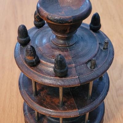 Antique Wood Bobbin Holder