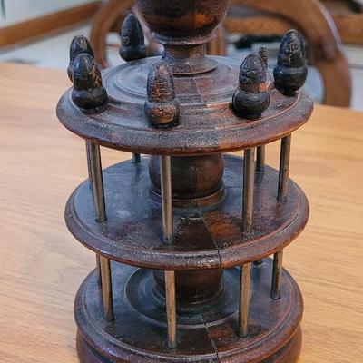 Antique Wood Bobbin Holder