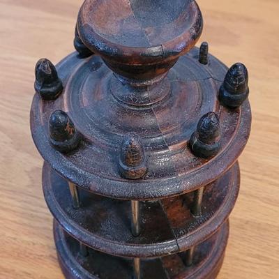 Antique Wood Bobbin Holder