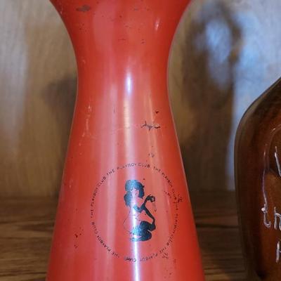 Vintage Liquor Bottle & Playboy Candleholder
