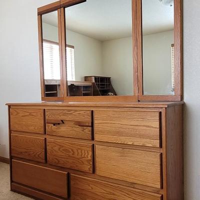 Wood Dresser with Mirror