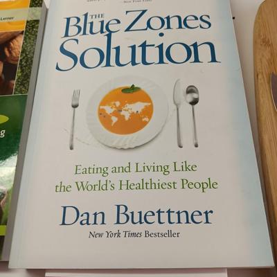 Cookbooks with NorPro Pasta drying rack - cutting board and a variety of knives