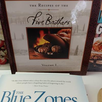 Cookbooks with NorPro Pasta drying rack - cutting board and a variety of knives