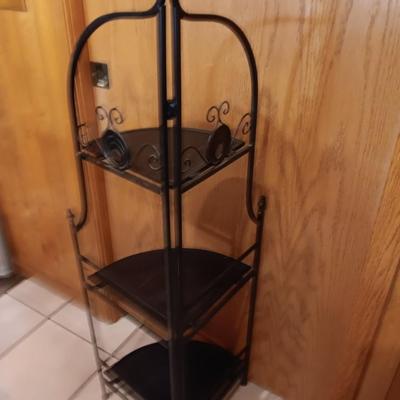 Folding 3 shelf black metal decorative Corner shelf