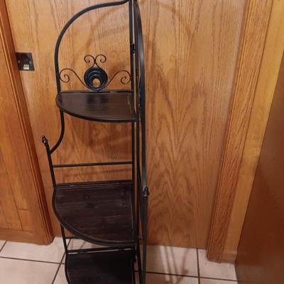 Folding 3 shelf black metal decorative Corner shelf
