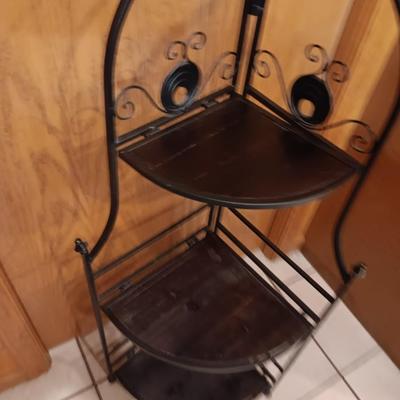 Folding 3 shelf black metal decorative Corner shelf
