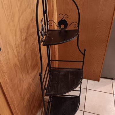 Folding 3 shelf black metal decorative Corner shelf