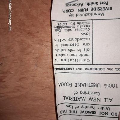 Wooden end table with a drawer, and a fabric seated arm chair