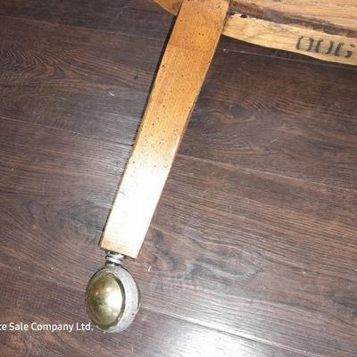 Mersman Wooden end table with drawer and leather like top with Black cushioned armchair