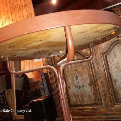 Tall wood topped Iron base accent table