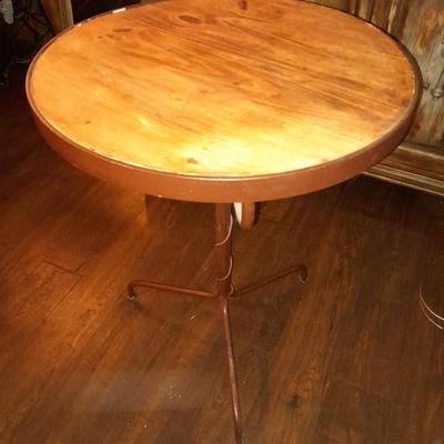 Tall wood topped Iron base accent table