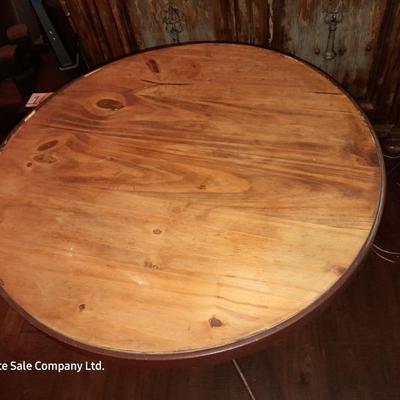 Tall wood topped Iron base accent table