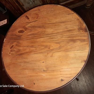 Tall wood topped Iron base accent table