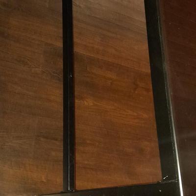 Black glass topped L-Shaped Office / Computer desk with Metal frame