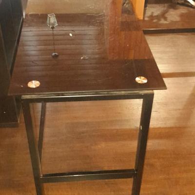 Black glass topped L-Shaped Office / Computer desk with Metal frame