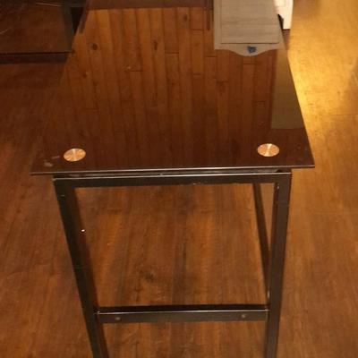 Black glass topped L-Shaped Office / Computer desk with Metal frame