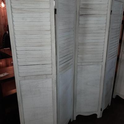 Decorative wooden Farmhouse Whitewashed Wood Home Room Divider Screen w/ Hinges 1 of 4