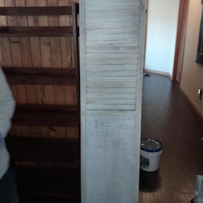 Decorative wooden Farmhouse Whitewashed Wood Home Room Divider Screen w/ Hinges 2 of 4