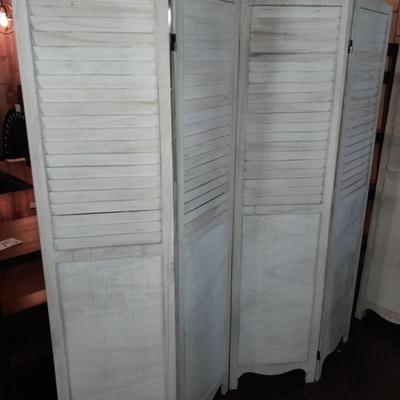 Decorative wooden Farmhouse Whitewashed Wood Home Room Divider Screen w/ Hinges 3 of 4